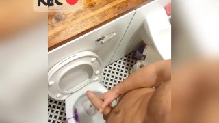 ZaneAndrews pissing in the toilet, wanking and cumming all over myself 