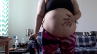 Out of shape piggy tries to workout