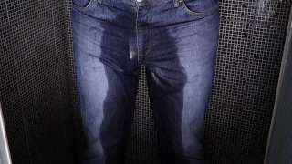 Long pissing inside my jeans male solo
