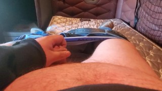 Small dick Trucker cumshot during work.
