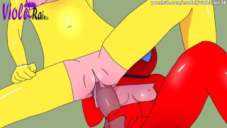 Yellow fucked hard with a huge Strapon - Among Us Lesbian Porn