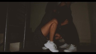 We fuck in the entrance. Blowjob and cum on the ass. Trailer. POV