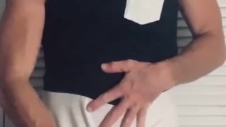 Hunk in hoodie bathroom Jack off cum fountain