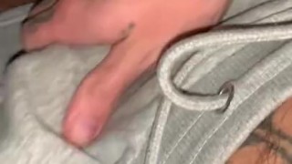 Rubbing my growing cock and getting hot and heavy