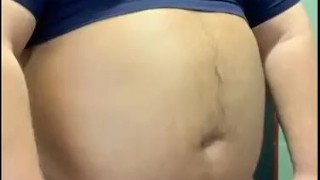 Wanna rub daddy’s belly and cock?