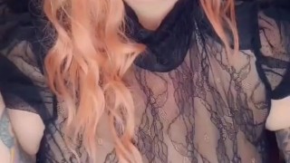 Hot girl with giant tits smokes while staring at you. 