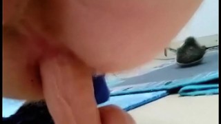 Hairy ginger ass riding large Dildo