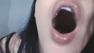 Close up POV Cum on my pretty lips