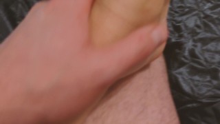 POV cum on pussy. Small and tight pussy spreading. She didn't wanted creampie.