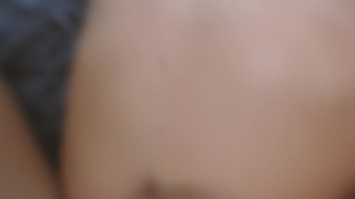 POV cum on pussy. Small and tight pussy spreading. She didn't wanted creampie.
