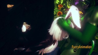 Furry Yaoi 3D - White Rabbit Blowjob to Dragon