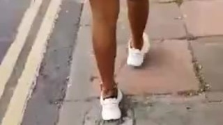 Black Girl in Micro Shorts Bending Over on the Street - THICK BOOTY Candid