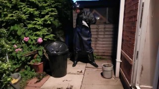 rain gear loser showing off its chastity belt and being a pathetic pig