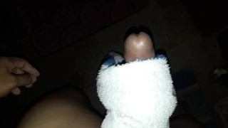 doing the towel test in bathroom