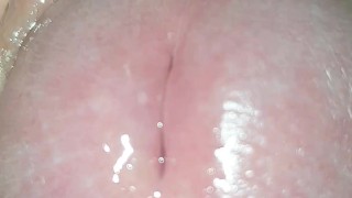 Playing with foreskin, precum, close-up. 4k, 60fps