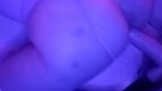 Sexy Snow Bunny rides her dildo
