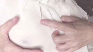 【じらしおっぱい】ノーブラすけすけブラウス越しにチクニー nipple masturbation on the clothe Japanese amateur