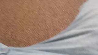 CUMSHOT guy almost caught Jerking off in public laundromat 
