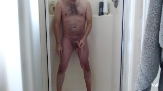 Shower, shave and stroke big cock!