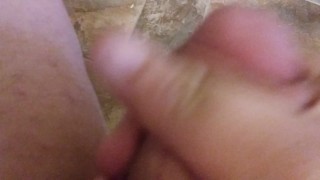 Chubby Tranny Jerks Off In The Bathroom