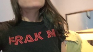 Tease from a cute nerdy girl with small tits and slutty eyes