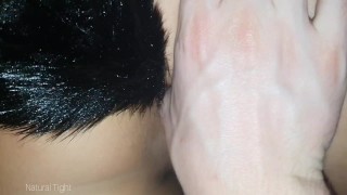 Teen With Fox Tail Anal Plug Makes Him Cum All Over Her Tits