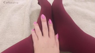 Ass, legs, and feet play in red tights! 
