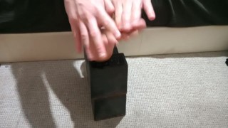 oiling up feet then giving a foot wank to vibrator dildo machine