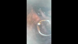 EXTREME CLOSE UP Hairy Bush Clit and a Little Pee endoscope Mature MILF BBW pierced piercings