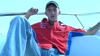 Young jock Matt H masturbates his huge dick outdoor and cums