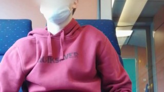 Undressing and jerking off in the train