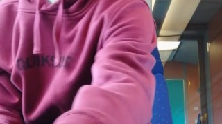 Undressing and jerking off in the train