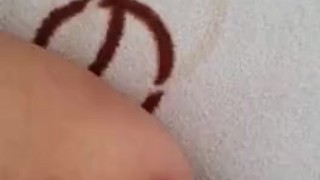 She comforts herself in the ass and pussy with 2 dildos while her husband is working