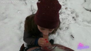 Cum in Mouth in the Cold 