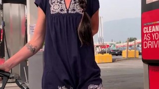nerdy faery pumping gas and flashing ass
