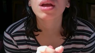 Quickie! Sunny blowjob, cumplay & swallow! (POV CFNM)