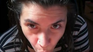 Quickie! Sunny blowjob, cumplay & swallow! (POV CFNM)