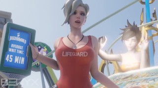 Mercy Lifeguard Cowgirl Average Waiting Time Animation Overwatch 3D