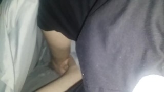 Jerking Off His Packer While Moaning and Showing His Feet