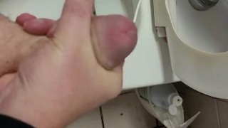 Jerking in public restroom
