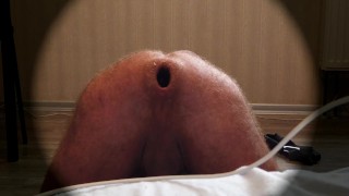 Promo - Plugged Wrecked Ass Hairy Gay Wanker Butt Plug Play Huge Cumshoot from Big Stretched Balls