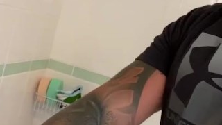 Straight hunk Andy Lee pissing into wine glass 