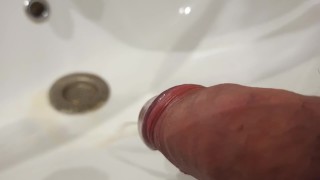 Wake up in the morning with dark and pee in a sink. POV