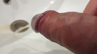 Wake up in the morning with dark and pee in a sink. POV