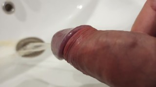 Wake up in the morning with dark and pee in a sink. POV