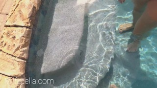 My FIRST EVER Pool Blowjob & Swallow! POV BJ