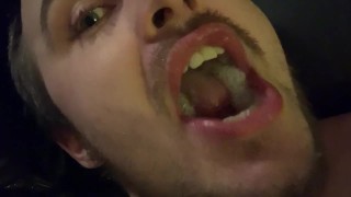 Playing With My Cum! Big Thick Load On My Tongue, Bubbles & Close-Up View!