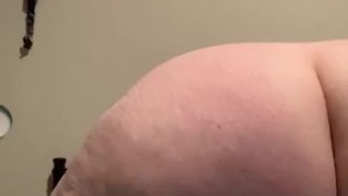Teen does slow anal with glass toy 