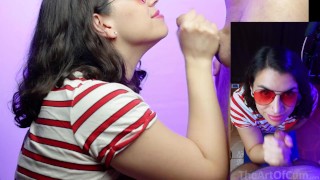 Red sunglasses! - CFNM Blowjob, Facial, Cum licking & Swallow!