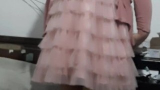 Crossdresser wearing a princess dress